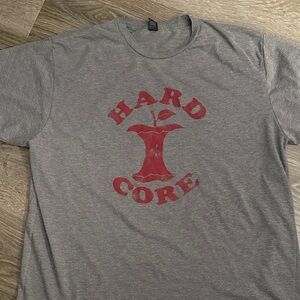 Gray T-Shirt with Red Hardcore Graphic